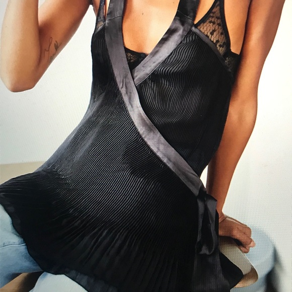 Free People XS Lana Wrap Top Black Sheer/unlined - Picture 13 of 16